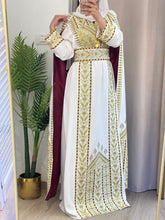 Stunning White And Gold Royal Sleeve Palestinian Embroidered Dress