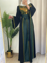 Yaqoot Elegant Stylish Black Thob with Green Embroidery and Satin Details