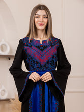 Yaqoot Elegant Stylish Black Thob with Blue Embroidery and Satin Details