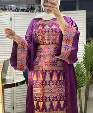 Royal Purple Embroidered Dress and Abaya Set