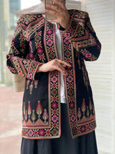 Palestinian Black And Golden Perry Floral Embroidered Jacket