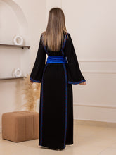Yaqoot Elegant Stylish Black Thob with Blue Embroidery and Satin Details