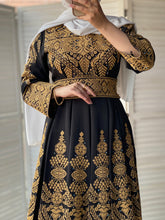 Super Elegant Black Cloche Dress with Golden Embroidery