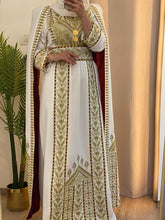 Stunning White And Gold Royal Sleeve Palestinian Embroidered Dress