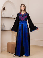 Yaqoot Elegant Stylish Black Thob with Blue Embroidery and Satin Details