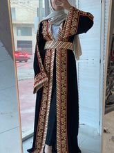 Kashmir Details Black and Golden Floral Embroidered Abaya