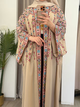 Yasmin Beige Embroidered Open Abaya/Bisht