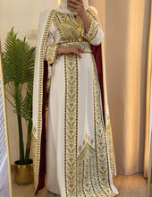 Stunning White And Gold Royal Sleeve Palestinian Embroidered Dress