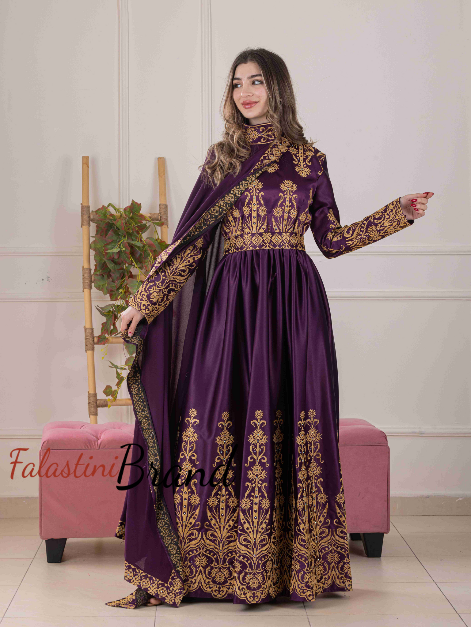 purple embroidered dress Hand Cocktail Maxi Design by Saksham and Neharicka at Pernia's Pop Up Shop 2026 This charming purple dress is made of high Luxurious Purple Dress with Golden
