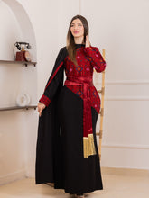 Juman Black and Red Mermaid Half Embroidered Thob Dress
