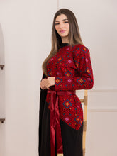 Juman Black and Red Mermaid Half Embroidered Thob Dress