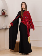 Juman Black and Red Mermaid Half Embroidered Thob Dress