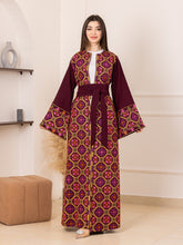 BEESAN Elegant Burgundy Palestinian Embroidered Abaya