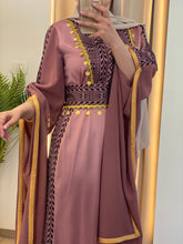 Very Elegant New Design Pink and Black Embroidered Dress with Golden Sleeve Details