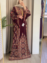 Magnificent Full of Details Burgundy Thob with Golden Embroidery