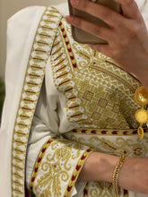 Stunning White And Gold Royal Sleeve Palestinian Embroidered Dress