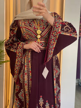 Magnificent Full of Details Burgundy Thob with Golden Embroidery
