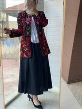 Palestinian Black And Red Embroidered Jacket with Unique Sa3at Tatreez Pattern