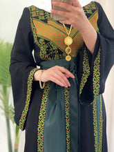 Yaqoot Elegant Stylish Black Thob with Green Embroidery and Satin Details