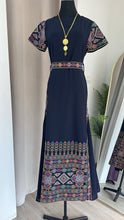 SARA Gorgeous Navy Embroidered Dress Short Sleeve