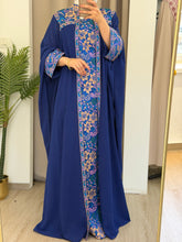Zuhoor Blue With Colorful Embroidered Strappy Dress and Abaya Set