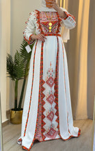 White and Colorful Fancy Dress Thob with Attached Back Skirt