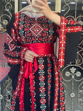 Sparkling Unique Design Floral Black Thob with Red Embroidery