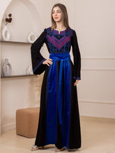 Yaqoot Elegant Stylish Black Thob with Blue Embroidery and Satin Details