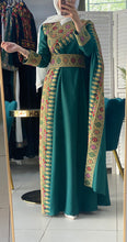 Elegant Green Shoulder Details Embroidered Dress