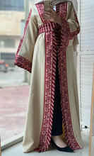 Kashmir Details Beige and Burgundy Floral Embroidered Abaya