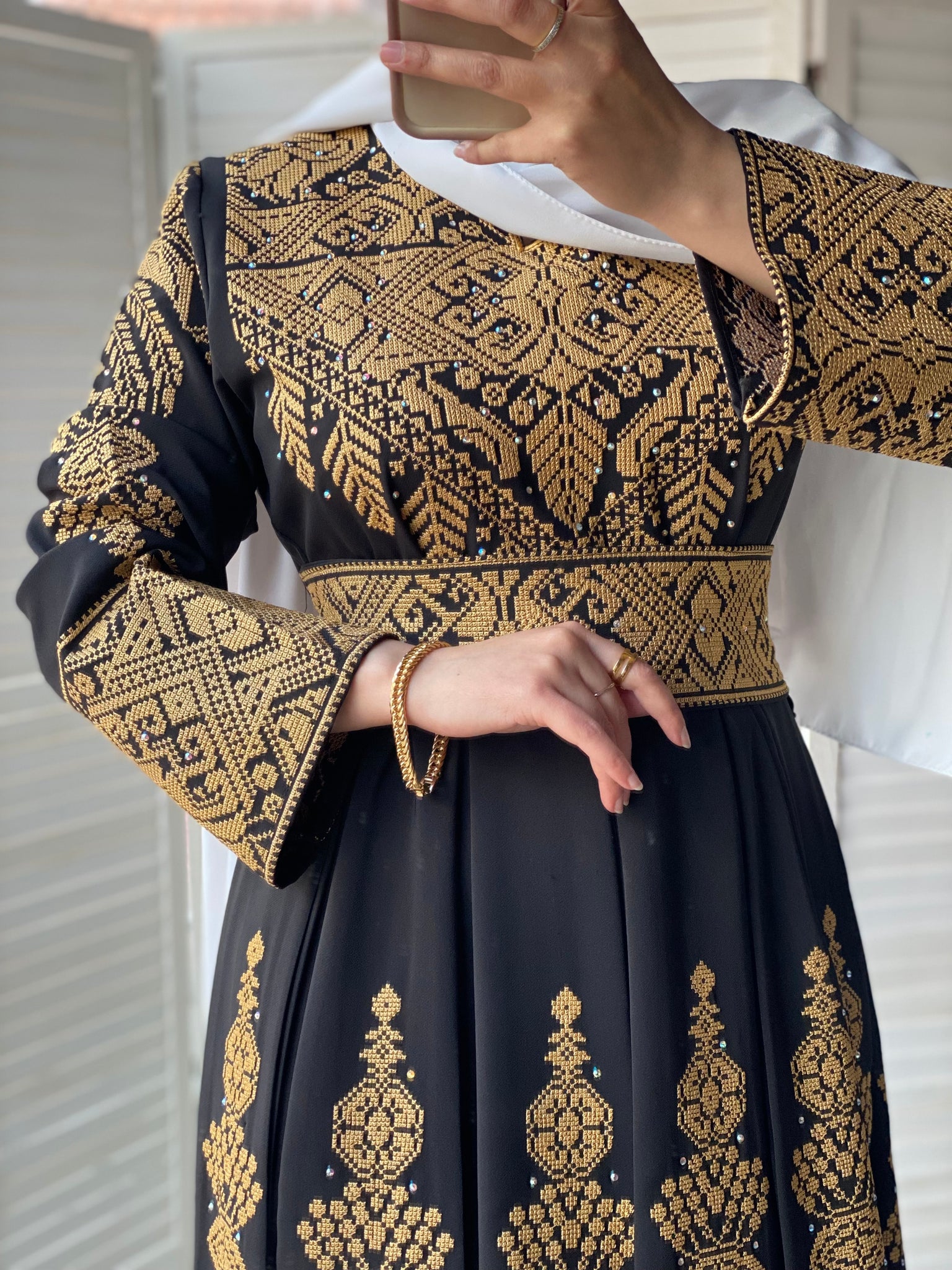 black dress with gold pattern Black/Gold Ombr Lurex Bustier Gown with Train