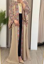 Yasmin Beige Embroidered Open Abaya/Bisht
