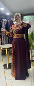Elegant Purple Shoulder Details Embroidered Dress