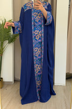Zuhoor Blue With Colorful Embroidered Strappy Dress and Abaya Set