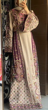 Royal Beige Malak Thob with Purple and Green Details