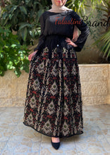 Elegant Black And Beige Embroidered Skirt