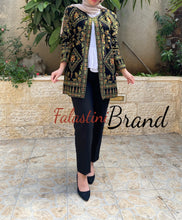 Elegant Palestinian Black And Green Embroidered Jacket