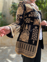 Elegant Palestinian Black And Golden Embroidered Jacket