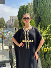 Elegant Black Sleeveless Handmade Moroccan Belted Caftan with Cape