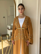 Elegant Khaki Handmade Moroccan Open-Front Djellaba with Belt