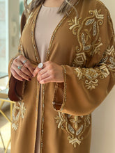 Elegant Khaki Handmade Moroccan Open-Front Djellaba with Belt