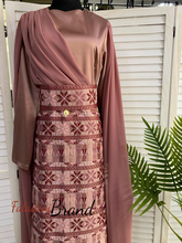 Classy Pink Embroidered Dress with Shoulder Drapes