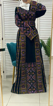Velvet Dark Green Palestinian Thobe Dress with Rhinestones