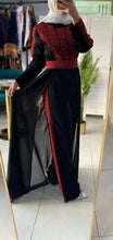 Stylish Black And Red Embroidered Jumpsuit with Back Skirt