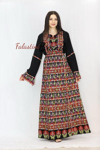 Gorgeous Black and Red Full Embroidered Palestinian Embroidered Dress