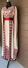 Stunning Off-White And Burgundy Royal Sleeve Palestinian Embroidered Dress