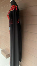 Black and Red Off-Shoulder Sleevles Palestinian Embroidered  Dress