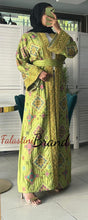 Luxurious Green Diamond Embroidered Abaya with Golden Thread Details