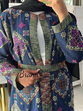Stylish Navy and Colorful Georgette Diamond Embroidered Open Abaya Kaftan