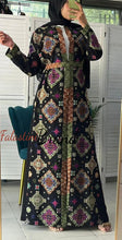 Stylish Black and Colorful Georgette Diamond Embroidered Open Abaya Kaftan
